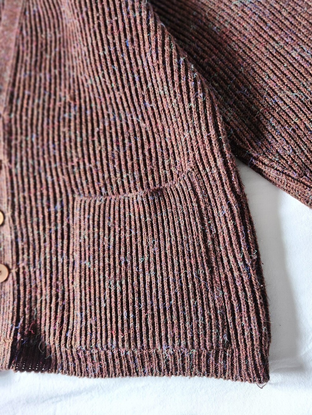Vintage Parkhurst Brown Ribbed Cardigan Sweater - Picture 6 of 12